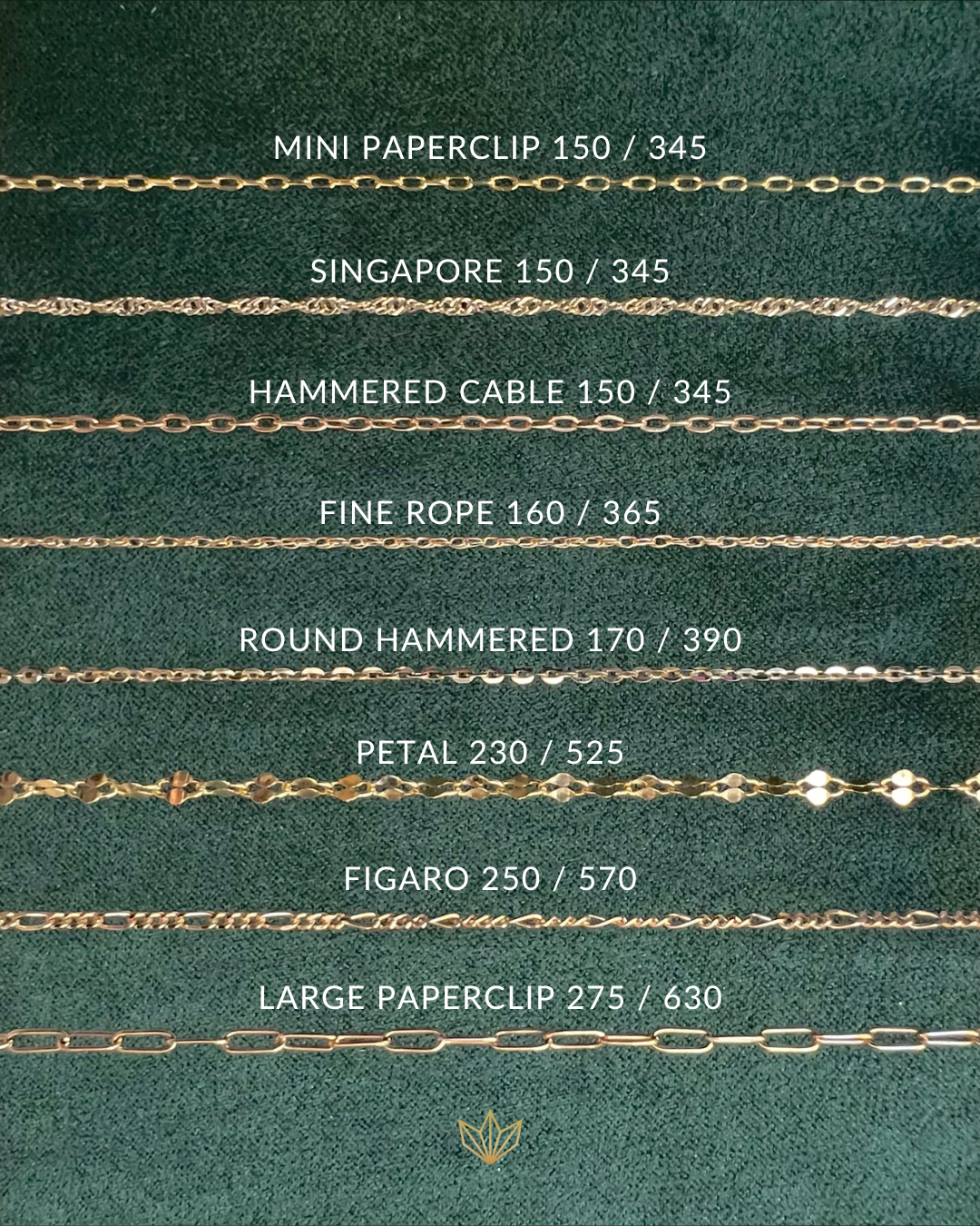 gold chains price list