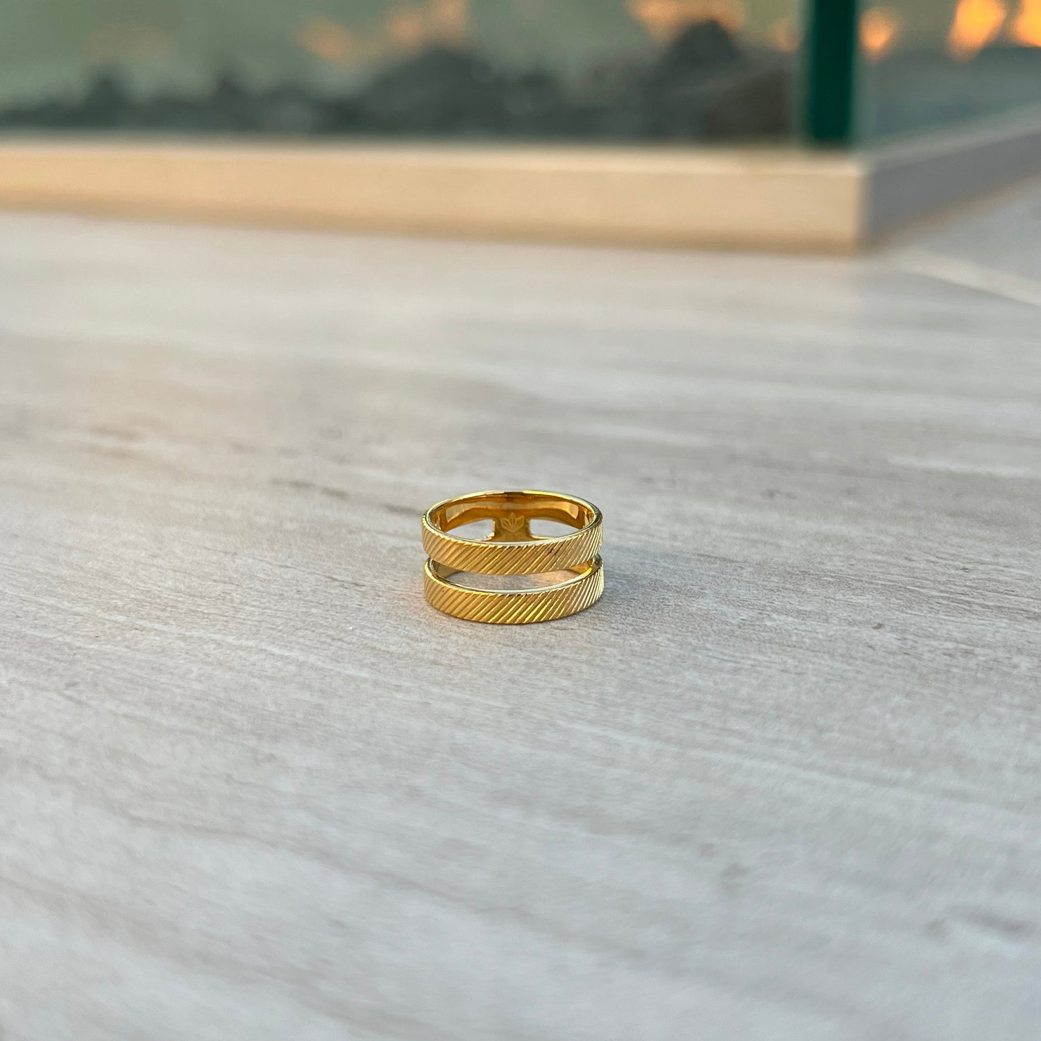layered textured gold ring