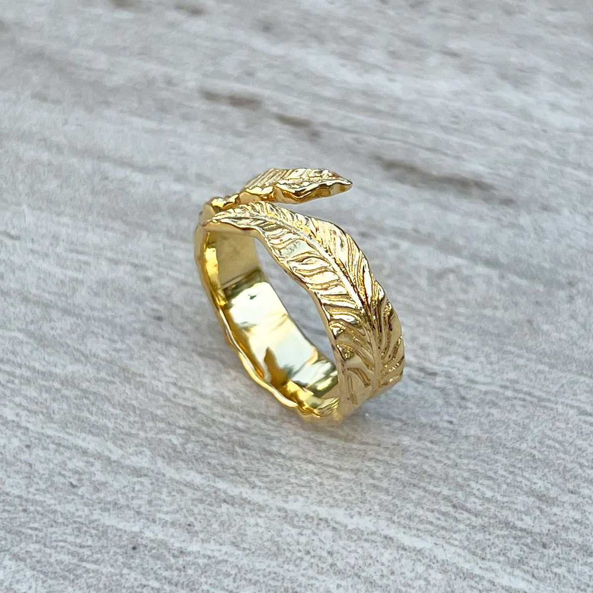 gold wrap around leaf ring side