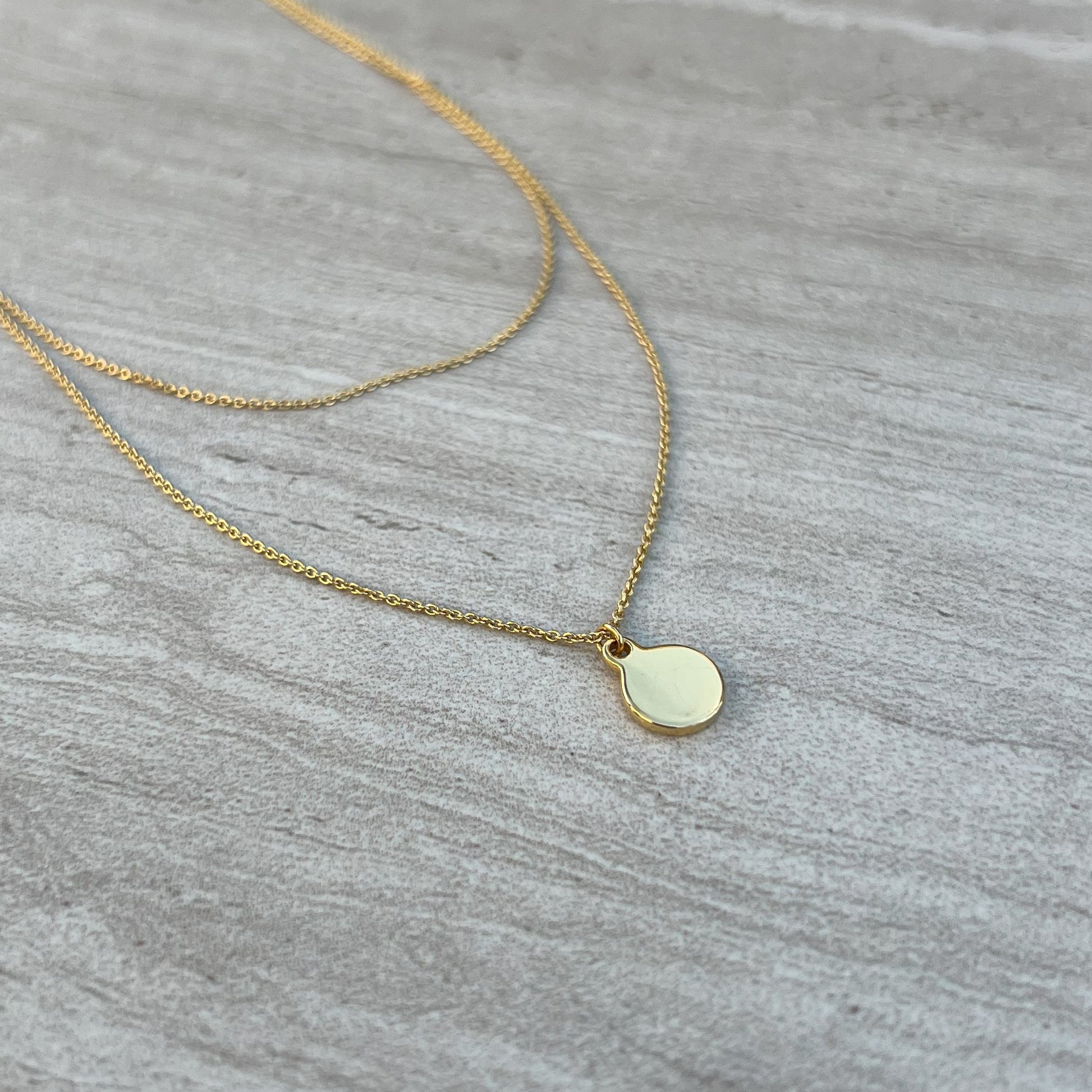 gold double layered necklace circle pendant 