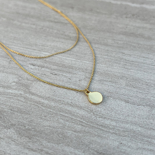 gold double layered necklace circle pendant 